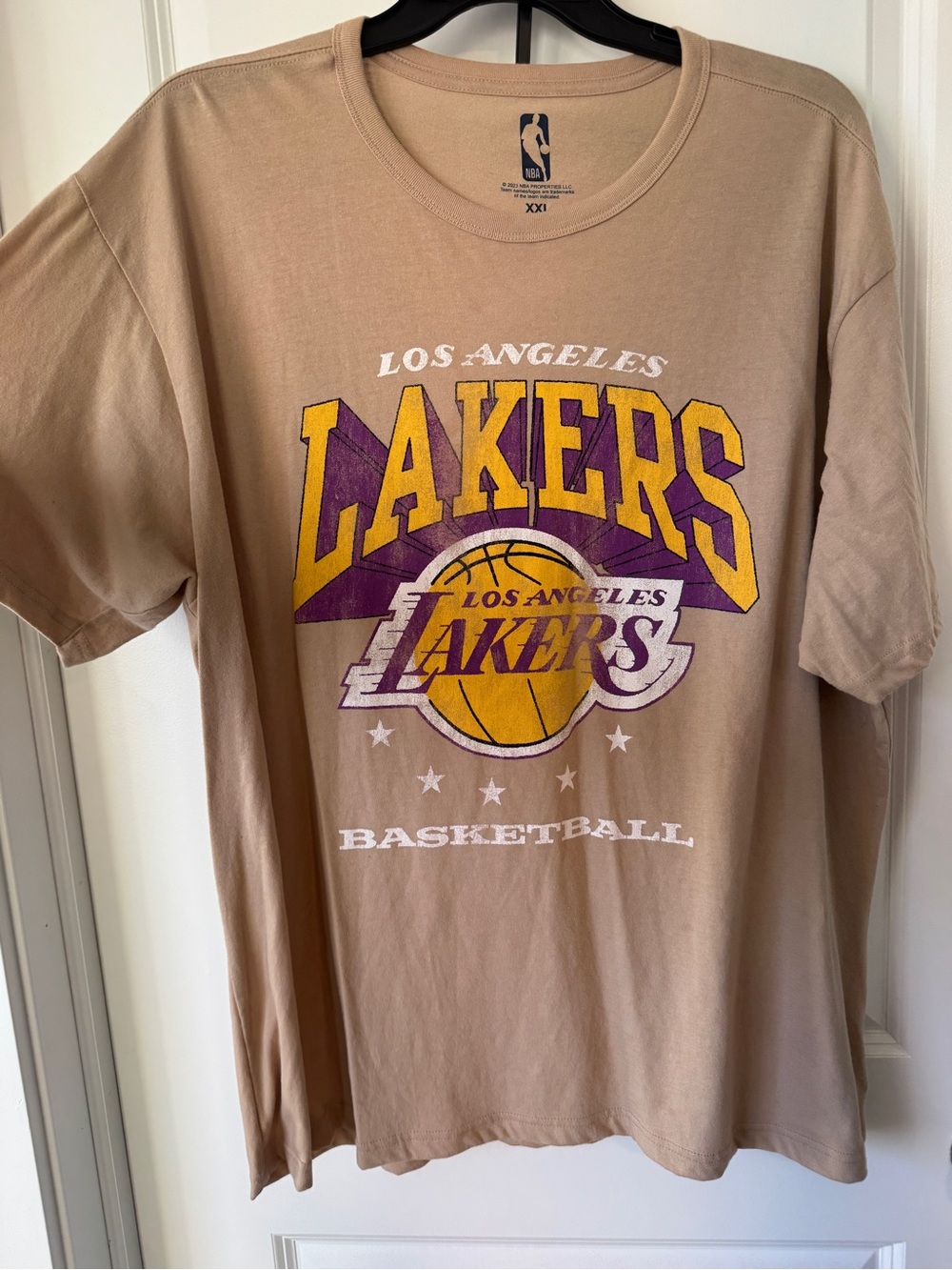 NBA Los Angeles Lakers Tan Graphic Team Tee with Yellow & Purple Logo - Picture 4 of 5